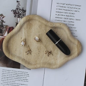Natural Travertine Cloud Tray for Jewelry and Keys
