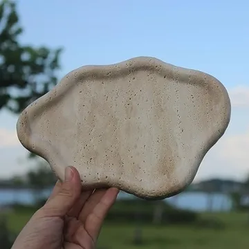 Natural Travertine Cloud Tray for Jewelry and Keys