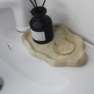 Natural Travertine Cloud Tray for Jewelry and Keys