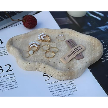 Natural Travertine Cloud Tray for Jewelry and Keys