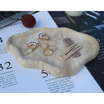 Natural Travertine Cloud Tray for Jewelry and Keys