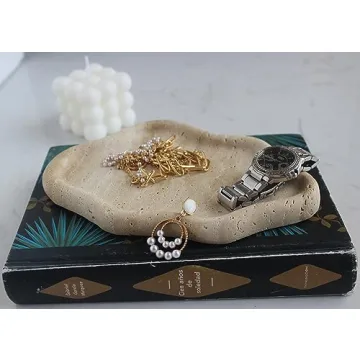 Natural Travertine Cloud Tray for Jewelry and Keys