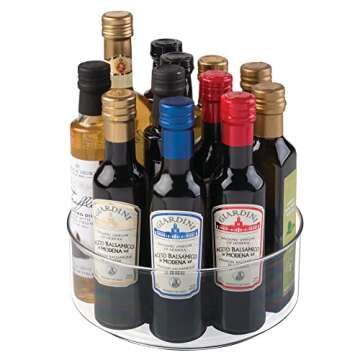 APOWUS Humutan Lazy Susan Turntable for Kitchen Cabinets, Pantry, and Fridge - 9" Rotating Organizer - Raised Edge Keeps Items in Place - Storage Turntable Organizer for Spices or Condiments - Clear