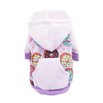 Purple Puppy Dog Hoodies for Small Medium Dogs,Christmas Hooded Sweatshirt Hoodies with Pocket Pet Cat Hoody Clothes Sweaters Fleece Coat Hoodies Dog Costume Winter