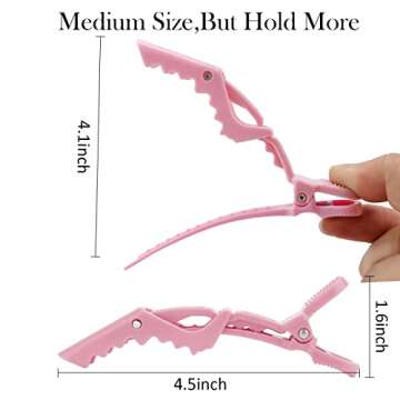 ACO-UINT 12Pcs Pink Hair Clips for Styling Sectioning, Alligator Hair Clips for Hair Salon, Hair Acc...
