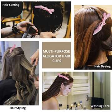 ACO-UINT 12Pcs Pink Hair Clips for Styling Sectioning, Alligator Hair Clips for Hair Salon, Hair Accessories for Women