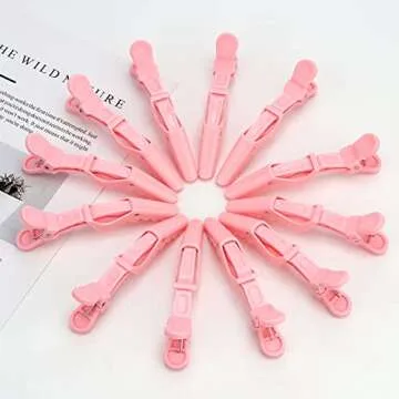 ACO-UINT 12Pcs Pink Hair Clips for Styling Sectioning, Alligator Hair Clips for Hair Salon, Hair Accessories for Women