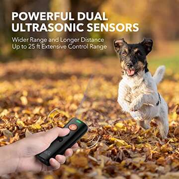 DOG CARE Dog Barking Control Device Dual Speakers 2-in-1 Ultrasonic Dog Training and Anti Barking De...