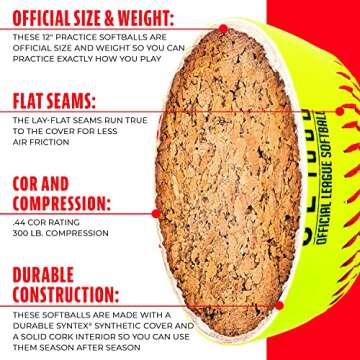 Franklin Sports Official Size Softballs - 12" Fastpitch Practice Great for + Training Weight 4 Pack