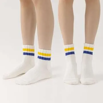 Fszsaa Novelty Socks For Women Striped Retro Mini Crew Socks Sporty Calf Socks Casual Cotton Ankle Socks Women