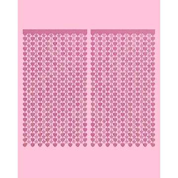 xo, Fetti Pink Star and Heart Foil Curtain - Set of 2 | Pink Birthday Party, Bachelorette Party Fringe Backdrop, Photo Booth Decorations, Preppy Bday Decor