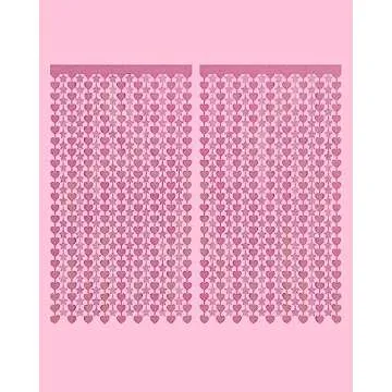 xo, Fetti Pink Star and Heart Foil Curtain - Set of 2 | Pink Birthday Party, Bachelorette Party Fringe Backdrop, Photo Booth Decorations, Preppy Bday Decor