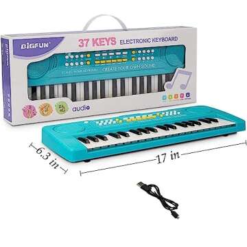 BIGFUN Kid Keyboard Piano - 37 Keys Keyboard Piano Kids Multifunction Music Educational Instrument Toy Keyboard Piano for 3, 4, 5, 6, 7, 8 Girls and Boys (Blue)