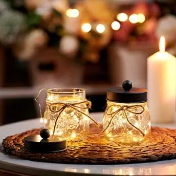 SheeChung 2 Pack Qtip Holder for Bathroom - Bathroom Jars, Cotton Swab Holders, Bathroom Containers Set, Black Bathroom Accessories for Cotton Balls, Floss Pick, Cotton Round Pads - Black