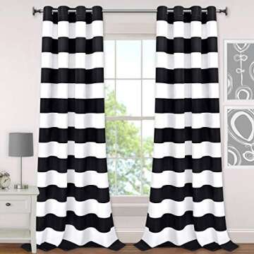 VERTKREA Stripe Window Curtain Striped Room Window Treatment Grommet Curtains 52 × 84 Inches Stripe...