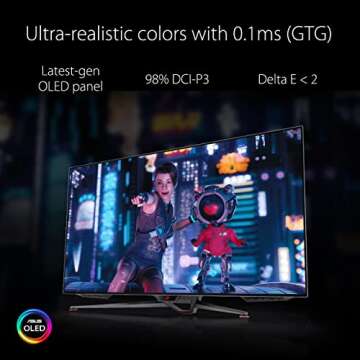ASUS ROG Swift 47.5” 4K OLED Gaming Monitor (PG48UQ)- UHD (3840 x 2160), 138Hz, 0.1ms, HDMI 2.1, True 10 bit, DCI-P3 98%, G-SYNC Compatible, DisplayPort, USB, Console Ready, Remote Control, Anti-Glare