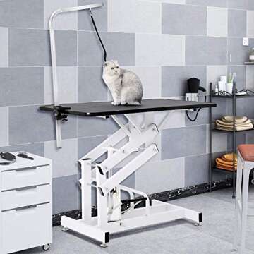 petgroomingtable 42.5 Inch Hydraulic Pet Dog Grooming Table Drying Table Heavy Duty Stainless Steel ...