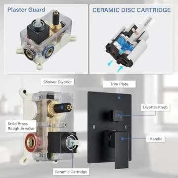 Ackwave Shower Faucet Matte Black Shower System with 12 Inches Rain Shower Head and Handheld Spray Bathroom Luxury Rain Shower Faucet Set Complete Wall Mounted