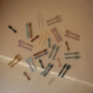 Mushie Silicone Baby Feeding Spoons | 2 Pack (Stone/Cloudy Mauve)