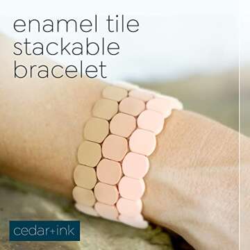 Cedar and Ink Stackable Bracelets, Tile Bracelets for Women, Stackable Enamel Bracelets, Enamel Bang...