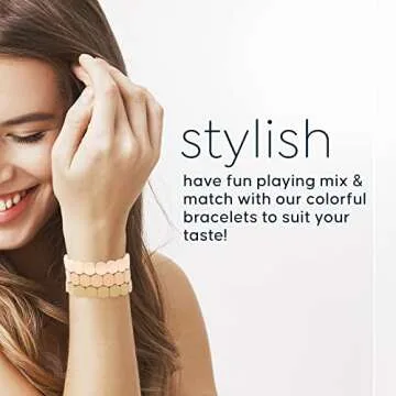 Cedar and Ink Stackable Bracelets, Tile Bracelets for Women, Stackable Enamel Bracelets, Enamel Bangle Bracelet, Gifts for Women - Pink Camo