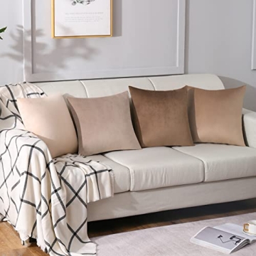 Soft Velvet Neutral Pillow Covers Set of 4 for Decor