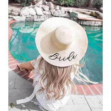 ModParty Women's Beach Floppy Sun Hat for Bride, Bridal Shower Gift, Bachelorette Party Tan