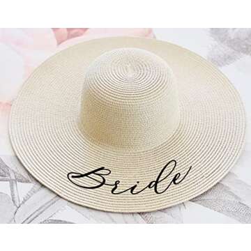 ModParty Women's Beach Floppy Sun Hat for Bride, Bridal Shower Gift, Bachelorette Party Tan