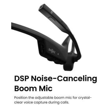 SHOKZ OpenComm2 - Open-Ear Bone Conduction Headphones, Wireless Bluetooth Computer Headsets with Noise Canceling Mic and Mute Button for Work, Call, Meeting, 16 Hours Talk Time for Mobile & PC, Black
