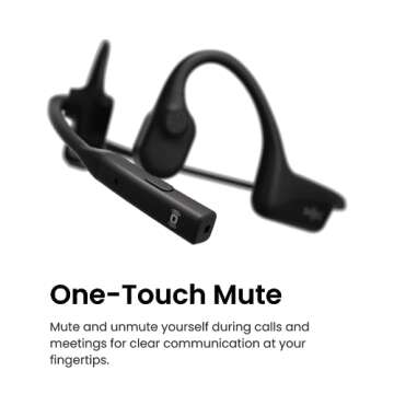 SHOKZ OpenComm2 - Open-Ear Bone Conduction Headphones, Wireless Bluetooth Computer Headsets with Noise Canceling Mic and Mute Button for Work, Call, Meeting, 16 Hours Talk Time for Mobile & PC, Black