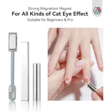SAVILAND Cat Eye Magnetic for Nail: 9PCS Cat Eye Gel Nail Polish Magnet Tools Set Strong Suction Nail Magnet Nails Square Round Magnet Stick Diverse Cat Eye Effect Double Ended Nail Salon Art Tools