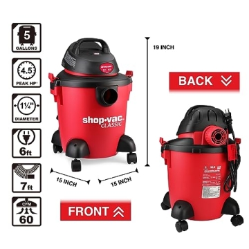 Shop-Vac 5 Gallon 4.5 Peak HP Wet/Dry Vacuum Portable Solution