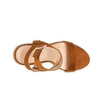 DREAM PAIRS Womens Open Toe Espadrilles Dressy Platform Sandals Buckle Ankle Strap Stylish Wedges Sandals,Size 7,TAN/Suede,SDPW2211W