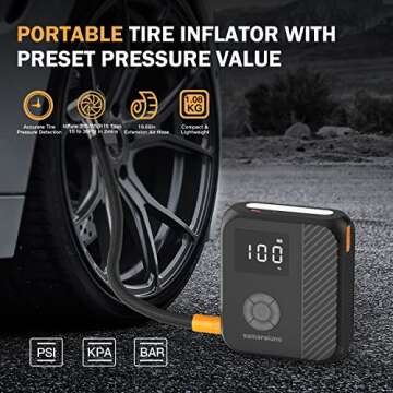 Jump Starter with Air Compressor, 1800A Car Battery Starter with 150PSI Digital Tire Inflator, 14800mAh 12V Portable Lithium Auto Battery Booster for 8.0L Gas or 6.0L Diesel Engines with USB QC3.0