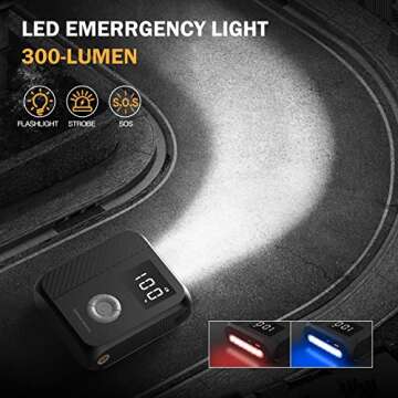 Jump Starter with Air Compressor, 1800A Car Battery Starter with 150PSI Digital Tire Inflator, 14800mAh 12V Portable Lithium Auto Battery Booster for 8.0L Gas or 6.0L Diesel Engines with USB QC3.0