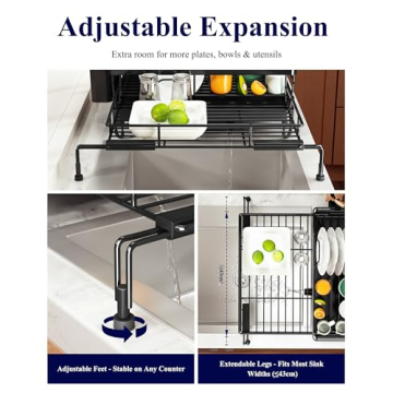 Kitsure Extendable Dish Drying Rack for Modern Kitchens