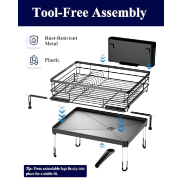 Kitsure Extendable Dish Drying Rack for Modern Kitchens