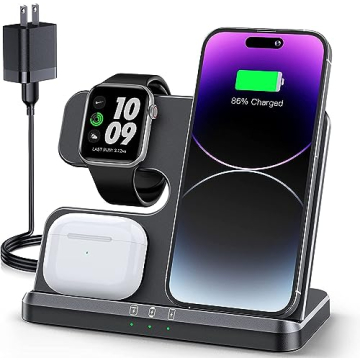 JARGOU 3 in 1 Charging Station for Apple Wireless Charger for iPhone 16 15 14 13 12 11 X 8 & for App...