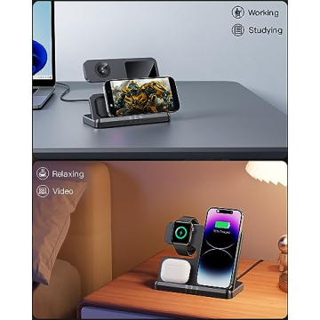 JARGOU 3-in-1 Wireless Charging Station for Apple Devices