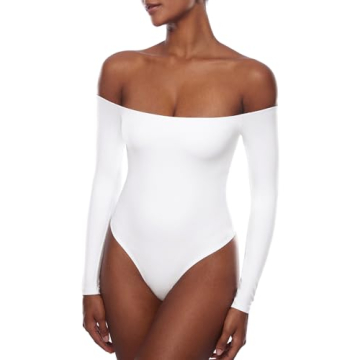 INLYRIC Women's Natrelax Off Shoulder Bodysuit - Sexy, Slim Fit & Comfortable