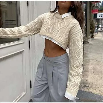 Y2K Knitted Crop Top - Trendy Color Block Design