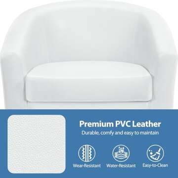 Yaheetech White Leather Chair, Faux Leather Accent Chair, Modern Barrel Chair Comfy Club Chair with Soft Padded and Solid Legs for Living Room Bedroom Reception Room, White