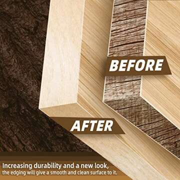 GSCIT Club Birch Edge Banding, 1/2 inch x 25ft roll of Veneer Edge Banding -Pre-glued Flexible, Real Wood Tape Banding for Cabinet Repair Furniture Restoration