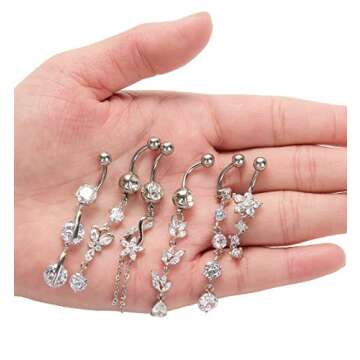 Trendy YOVORO 6PCS Stainless Steel Belly Button Rings