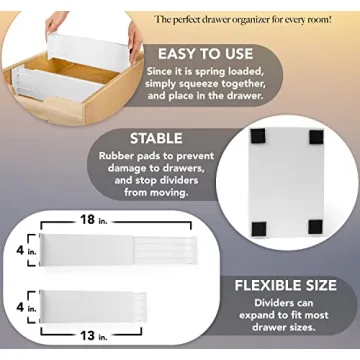 Adjustable Spring Loaded Drawer Dividers Set of 4