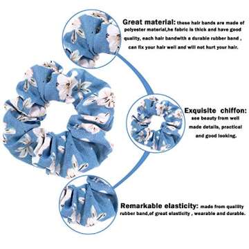Whaline 12 Pack Chiffon Hair Scrunchies Large Hair Bow Elastic Hair Bands Ponytail Holder for Women and Girls