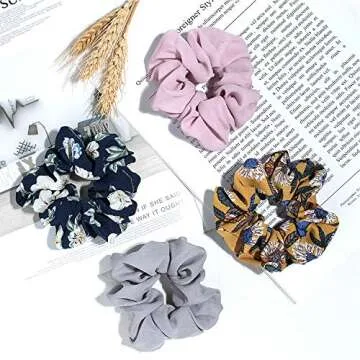 Whaline 12 Pack Chiffon Hair Scrunchies Large Hair Bow Elastic Hair Bands Ponytail Holder for Women and Girls