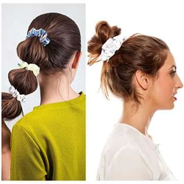 Whaline 12 Pack Chiffon Hair Scrunchies Large Hair Bow Elastic Hair Bands Ponytail Holder for Women and Girls