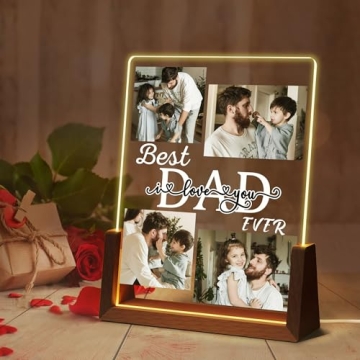 Personalized Father's Day Gifts for Dad from Daughter Son Wife, Custom Acrylic Plaque Printed Walnut...