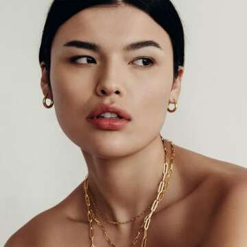 14k Gold Plated Thick Gold Hoop Earrings Lightweight Hollow Tube Earings for Women Hypoallergenic Chunky Gold Hoop Earrings 25mm